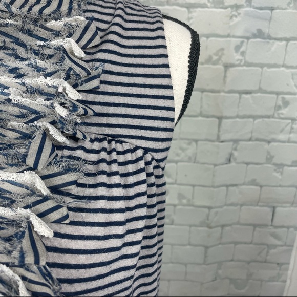 Anthropologie One September Striped Artsy Ruffle Fringe Tank Medium - Picture 4 of 10
